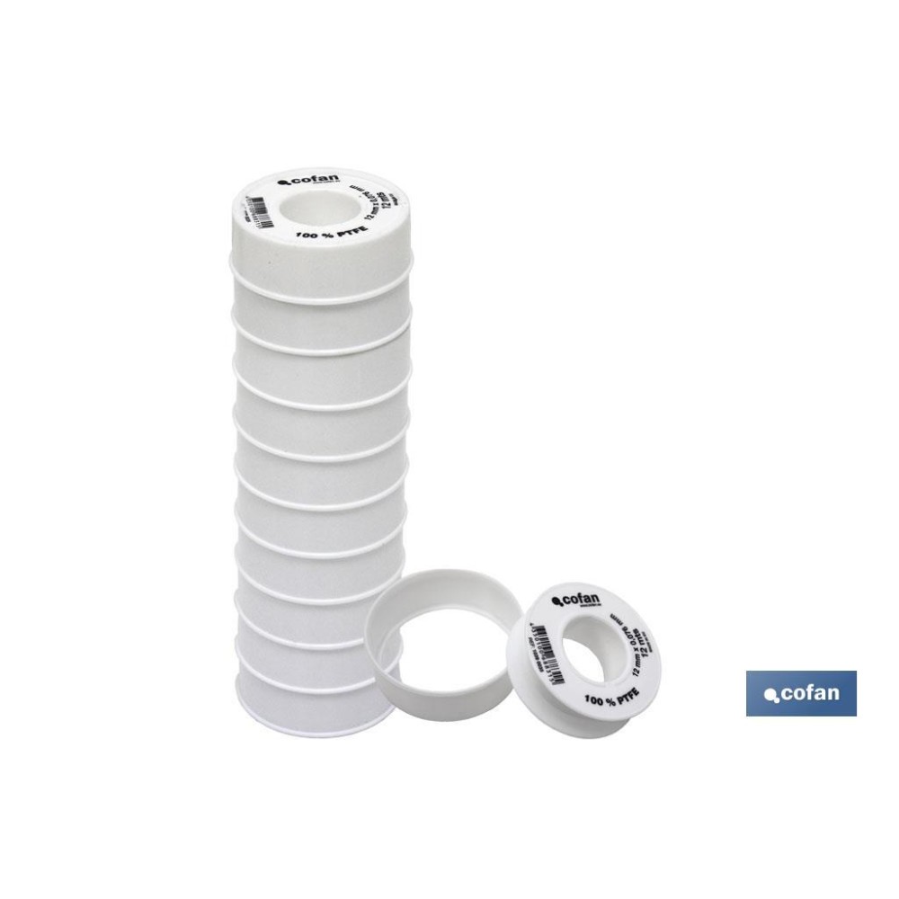 ROLLO 12 MTS CINTA PTFE DE 12mm X 0,076mm