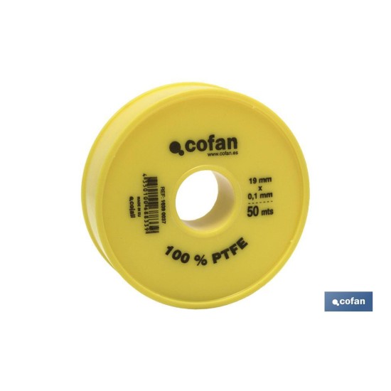 ROLLO DE CINTA PTFE DE 50 M 19MM X 010MM VENTA UNITARIA