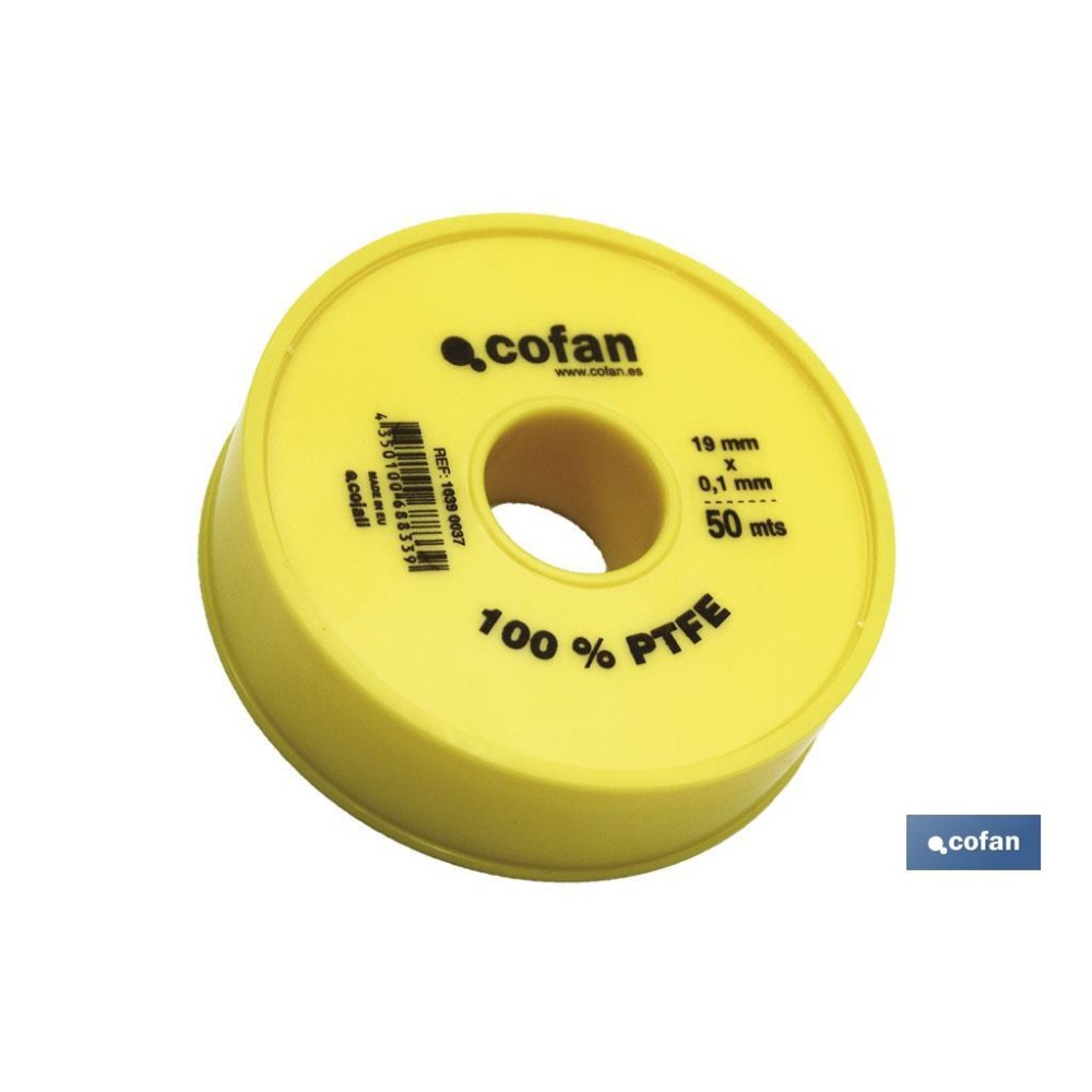ROLLO DE CINTA PTFE DE 50 M 19MM X 010MM VENTA UNITARIA