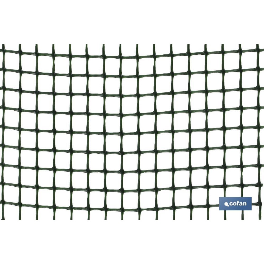 MALLA PLAST. CUADRADA JARDIN 10mm VERDE 1x25m