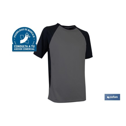 CAMISETA TRANSPIRABLE MODELO PILOTE GRIS-NEGRA 160 g/m2 TALLA-XL