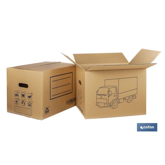 CAJA DE CARTÓN PARA MUDANZA CON ASA TROQUEL 50X35X35 CM Venta unitaria