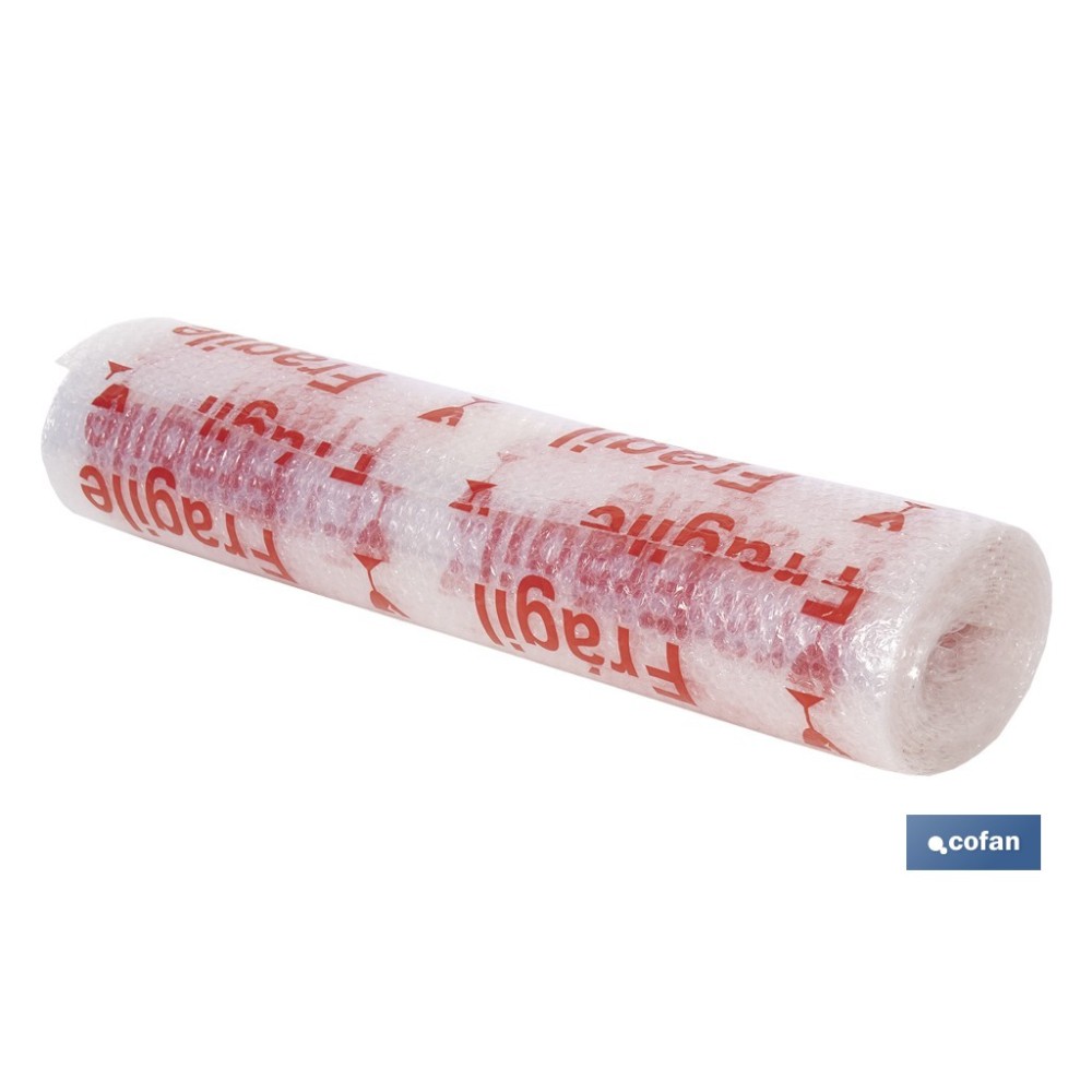 ROLLO DE PLÁSTICO DE BURBUJA FRÁGIL 40 G/M2, 0,6 X 5 M