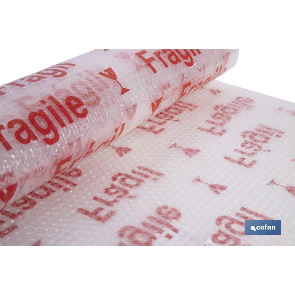 ROLLO DE PLÁSTICO DE BURBUJA FRÁGIL 40 G/M2, 0,6 X 5 M