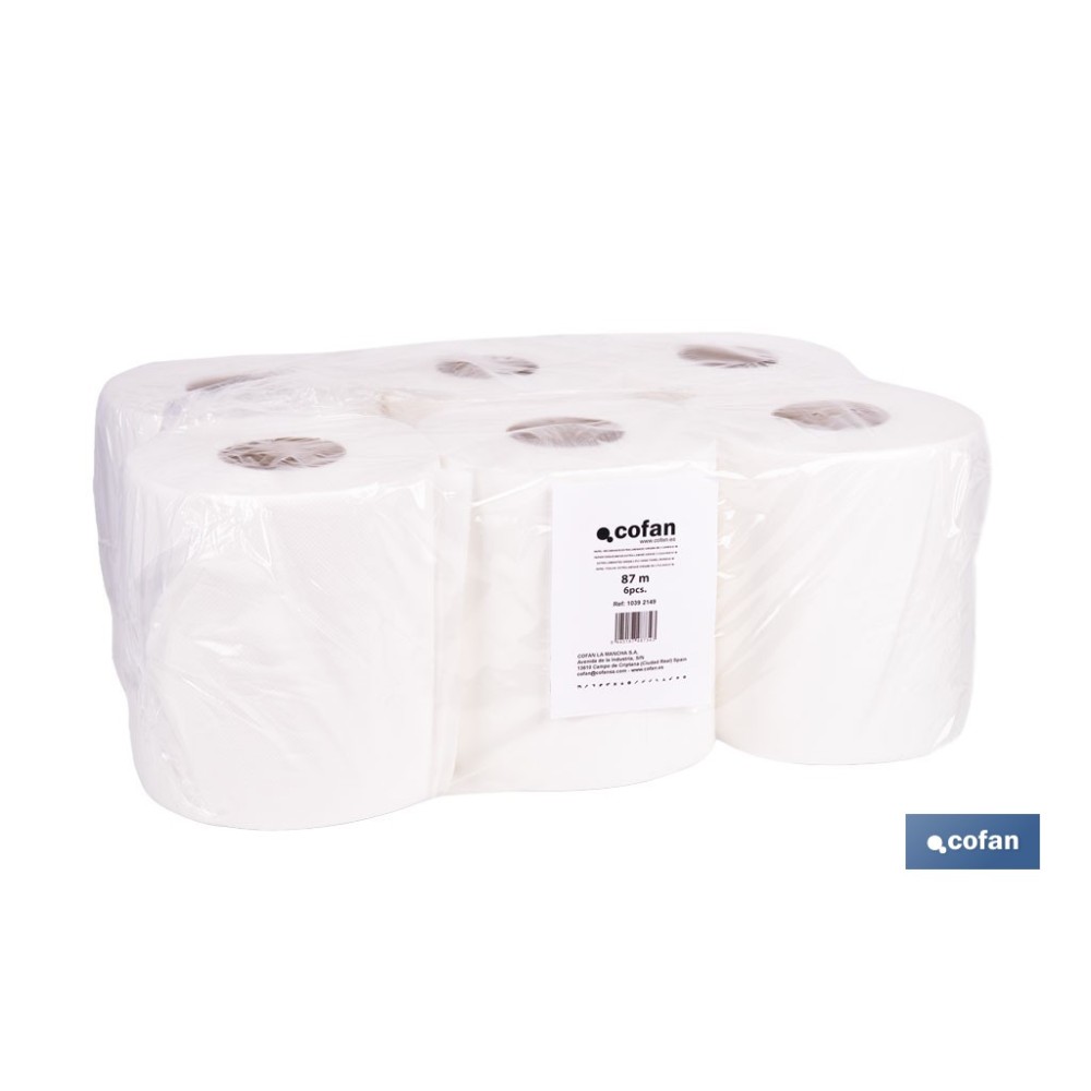 PAPEL SECAMANOS VIRGEN EXTRALAMINADO DE 2 CAPAS 90 M (6 ROLLOS)