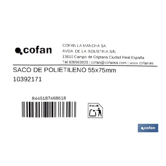 PACK 10 SACOS DE POLIETILENO 550 X 750 MM