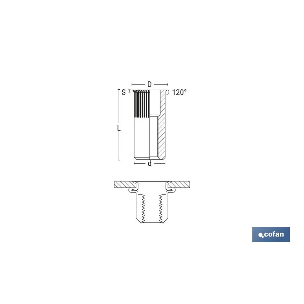 Comprar TUERCAS REMACHABLES RANURADAS CABEZ Cofan | almacendeferreteriacor.es