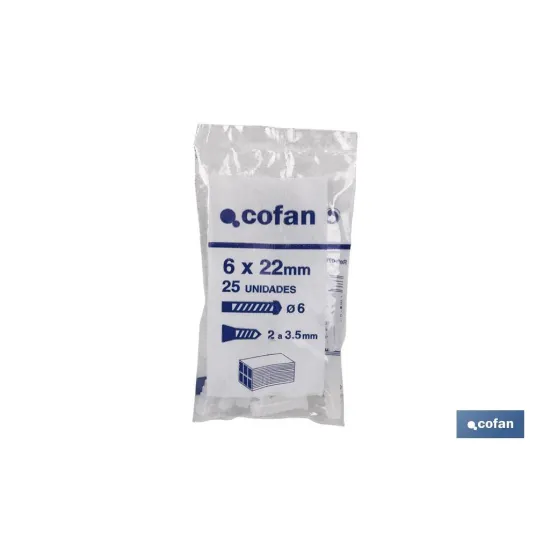 Comprar BOLSA 25 UDS TACO DE PLÁSTICO 10 MM Cofan | almacendeferreteriacor.es