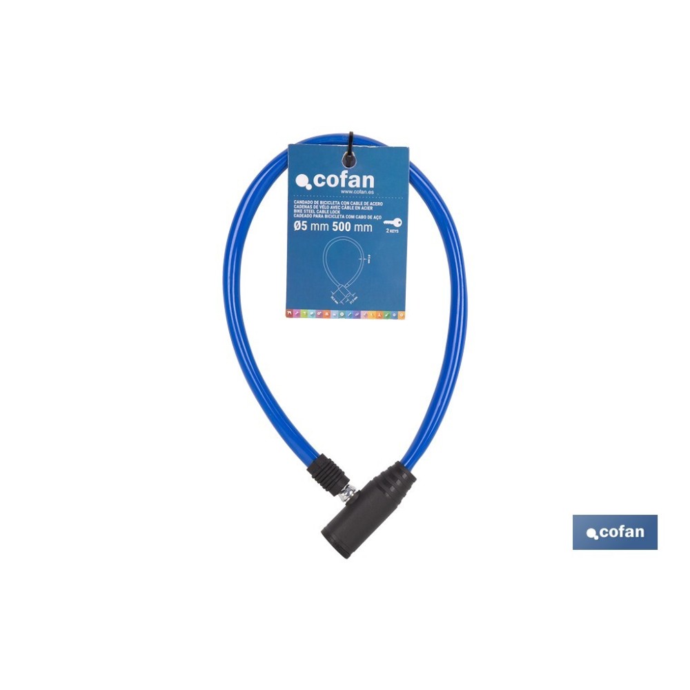 CANDADO DE BICICLETA CON CABLE DE ACERO Ø5 MM 500 MM
