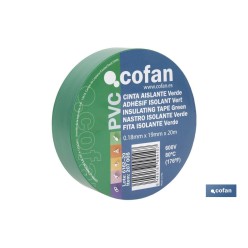 CINTA AISLANTE 180 Micras VERDE 19mmX20 Metros