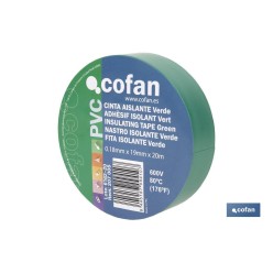 CINTA AISLANTE 180 Micras VERDE 19mmX20 Metros