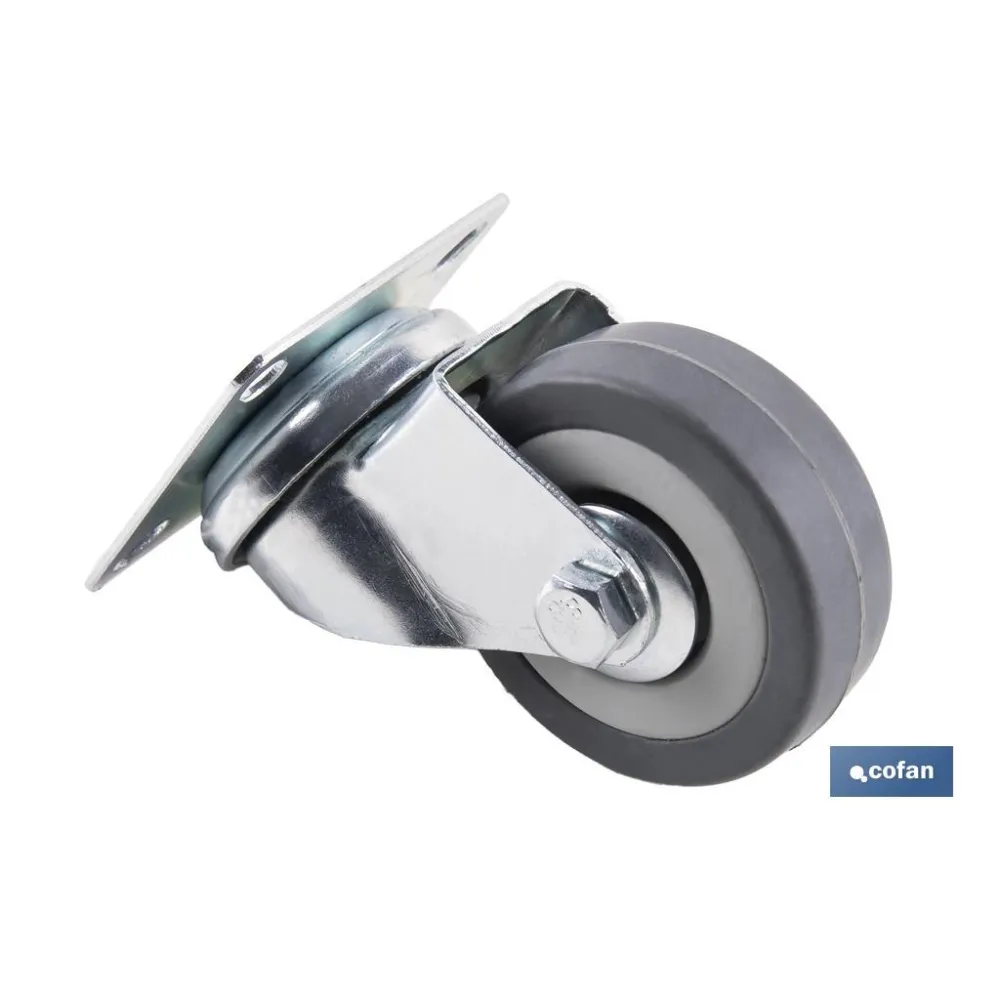 Comprar RUEDA GOMA/GRIS PLACA Ø50X18MM (PAC Cofan | almacendeferreteriacor.es