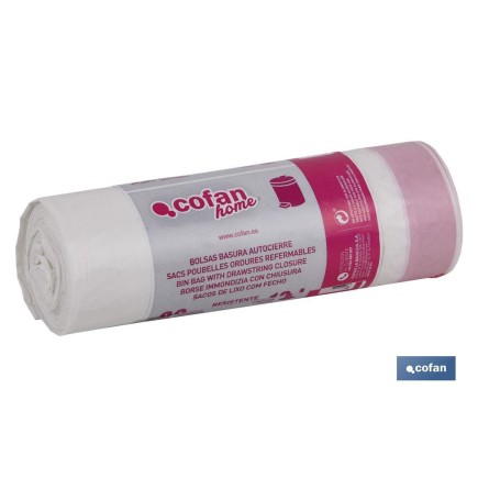 BOLSA DE BASURA  AUTOCIERRE 35X50 G.120 COLOR BLANCO 20 UDS