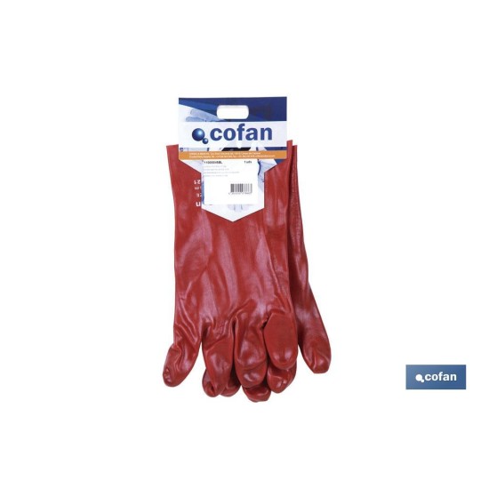 BLÍSTER DE GUANTE DE PVC ROJO 27 CM VENTA UNITARIA
