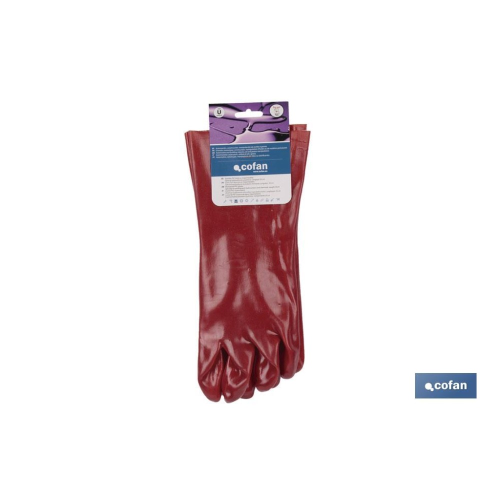 GUANTE PVC ESTANCO ROJO DE 35 Cms.