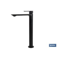 GRIFO ALTO MONOMANDO PARA LAVABO NEGRO MATE MODELO KERCH  25mm
