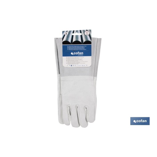 BLÍSTER DE GUANTE DE PIEL VACUNO CON MANGUITO 13 CM TALLA 9 VENTA UNITARIA