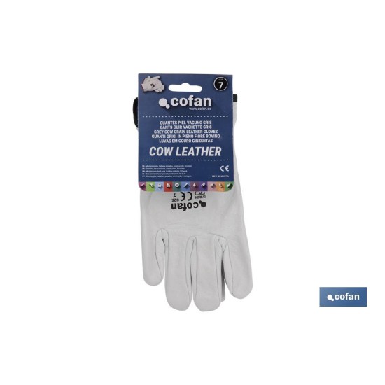 GUANTES PIEL VACUNO GRIS T-10