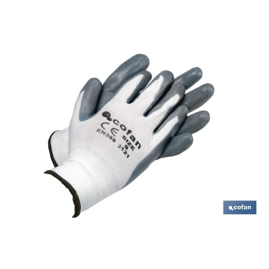 BLÍSTER DE GUANTE DE NITRILO 100 % IMPREGNADO DE PU GRIS TALLA 9 VENTA UNITARIA