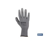 GUANTE 100% POLIEST. IMPREG. PU GRIS T-9