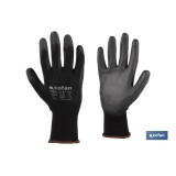 BLÍSTER DE GUANTE DE POLIÉSTER 100 % IMPREGNADO DE PU NEGRO TALLA 8 VENTA UNITARIA