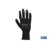 BLÍSTER DE GUANTE DE POLIÉSTER 100 % IMPREGNADO DE PU NEGRO TALLA 8 VENTA UNITARIA