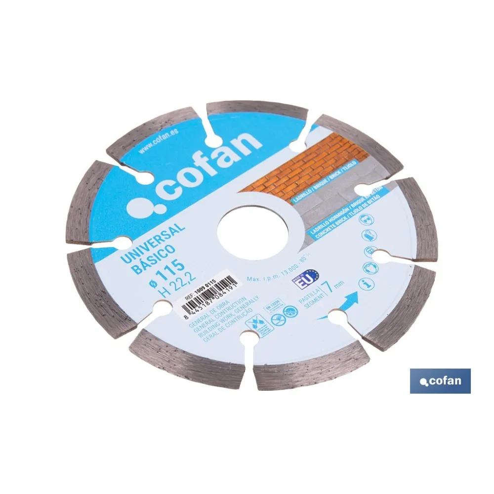 Comprar DISCO DIAM. UNIVERSAL BASICO 115 MM Cofan | almacendeferreteriacor.es