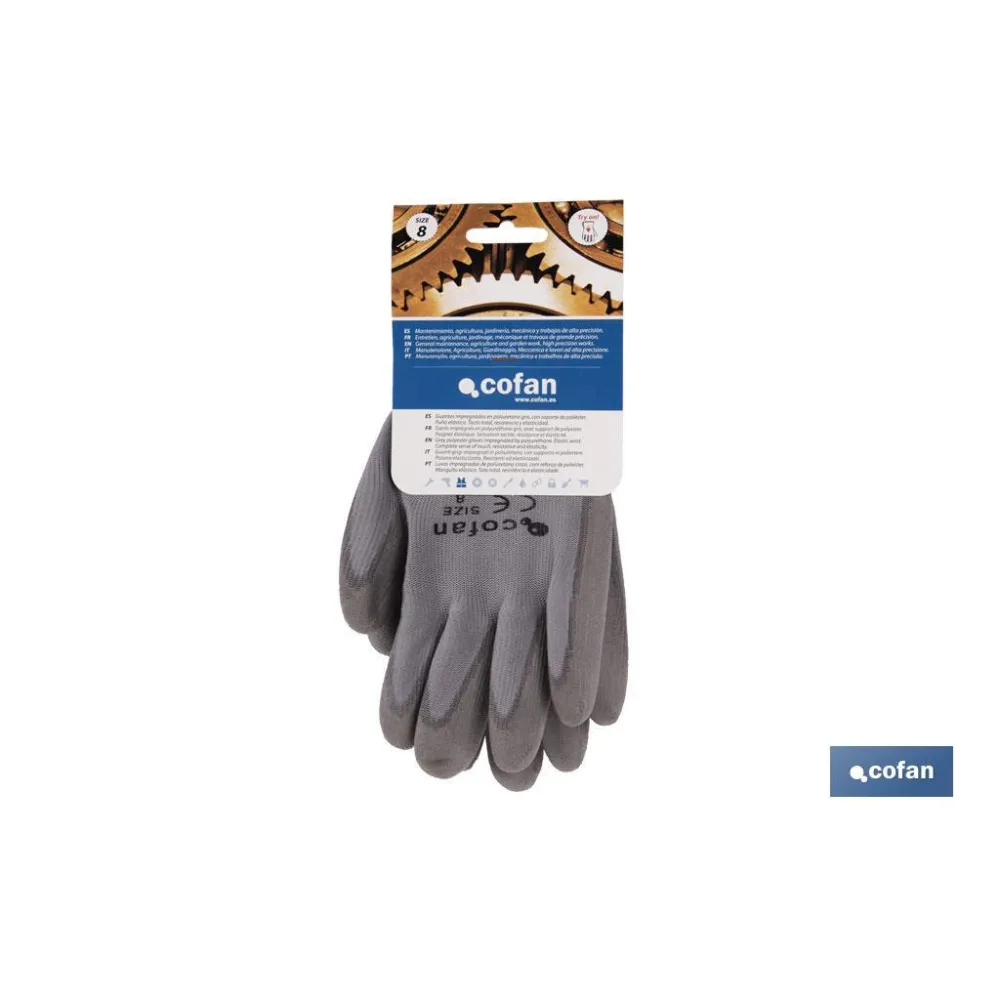 Comprar GUANTE 100% POLIEST.  IMPREG. PU GR Cofan | almacendeferreteriacor.es