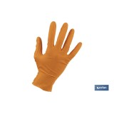 CAJA 100 UDS. GUANTES DE NITRILO NARANJA DIAMANTADO 8,5 G TALLA L