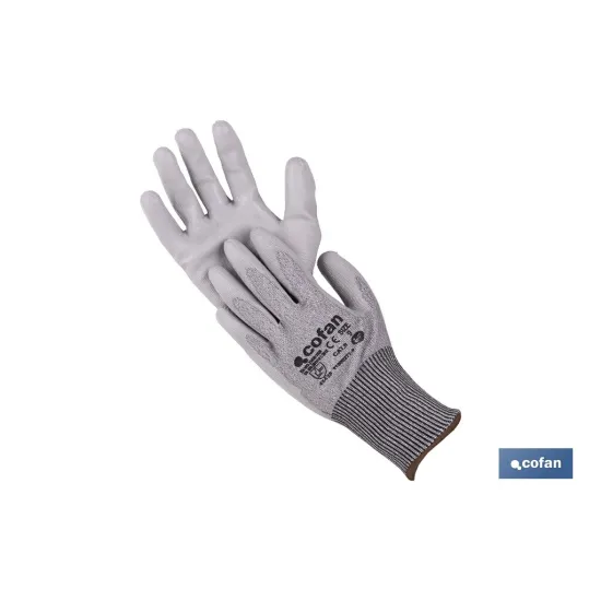 Comprar GUANTE ANTICORTE IMPREGNADO PU GRIS Cofan | almacendeferreteriacor.es