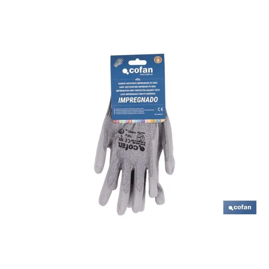Comprar GUANTE ANTICORTE IMPREGNADO PU GRIS Cofan | almacendeferreteriacor.es