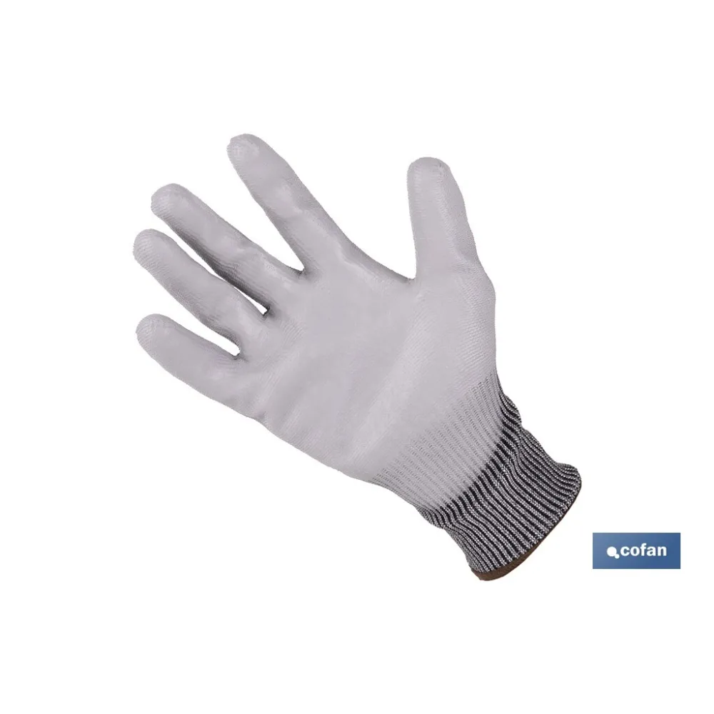 Comprar GUANTE ANTICORTE IMPREGNADO PU GRIS Cofan | almacendeferreteriacor.es