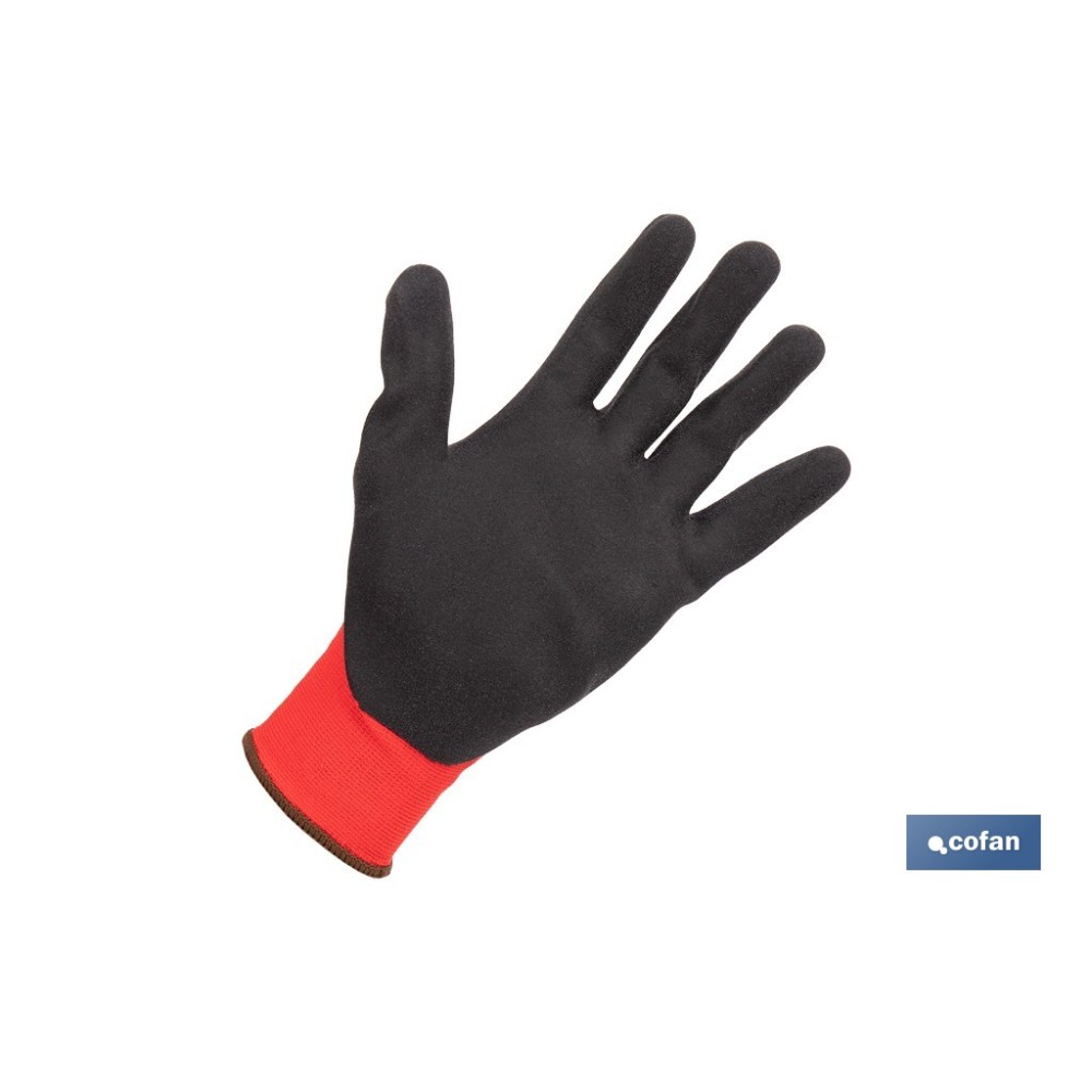 GUANTE IMPREGNADO SANDY COATED ROJO/NEGRO TALLA 7 VENTA UNITARIA