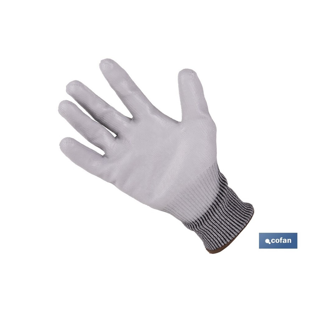 GUANTE ANTICORTE IMPREGNADO PU GRIS T-10 venta unitaria
