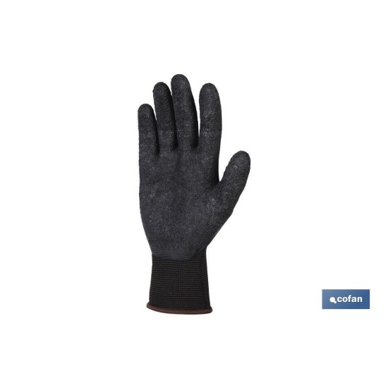 GUANTE SOPORTE POLIESTER IMPREGNADO LATEX NEGRO T-9