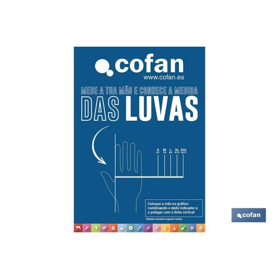 PÓSTER MAGNETIZADO 297x210 mm MEDIDOR DE TAMANHO DA LUVA