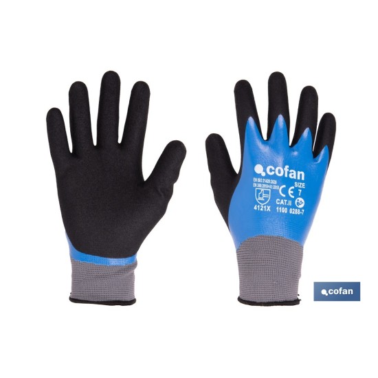 GUANTE IMPREGNADO SANDY DOBLE CAPA DE NITRILO AZUL TALLA 11