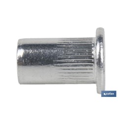 TUERCAS REMACHABLES CILÍNDRICAS RANURADAS FONDO ABIERTO CABEZA ANCHA ALUMINIO M6 X 14,5