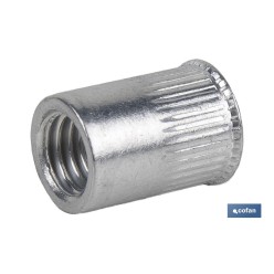 TUERCAS REMACHABLES CILÍNDRICAS RANURADAS FONDO ABIERTO CABEZA REDUCIDA ALUMINIO M8 X 15,5