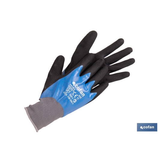 GUANTE IMPREGNADO SANDY DOBLE CAPA DE NITRILO AZUL TALLA 9