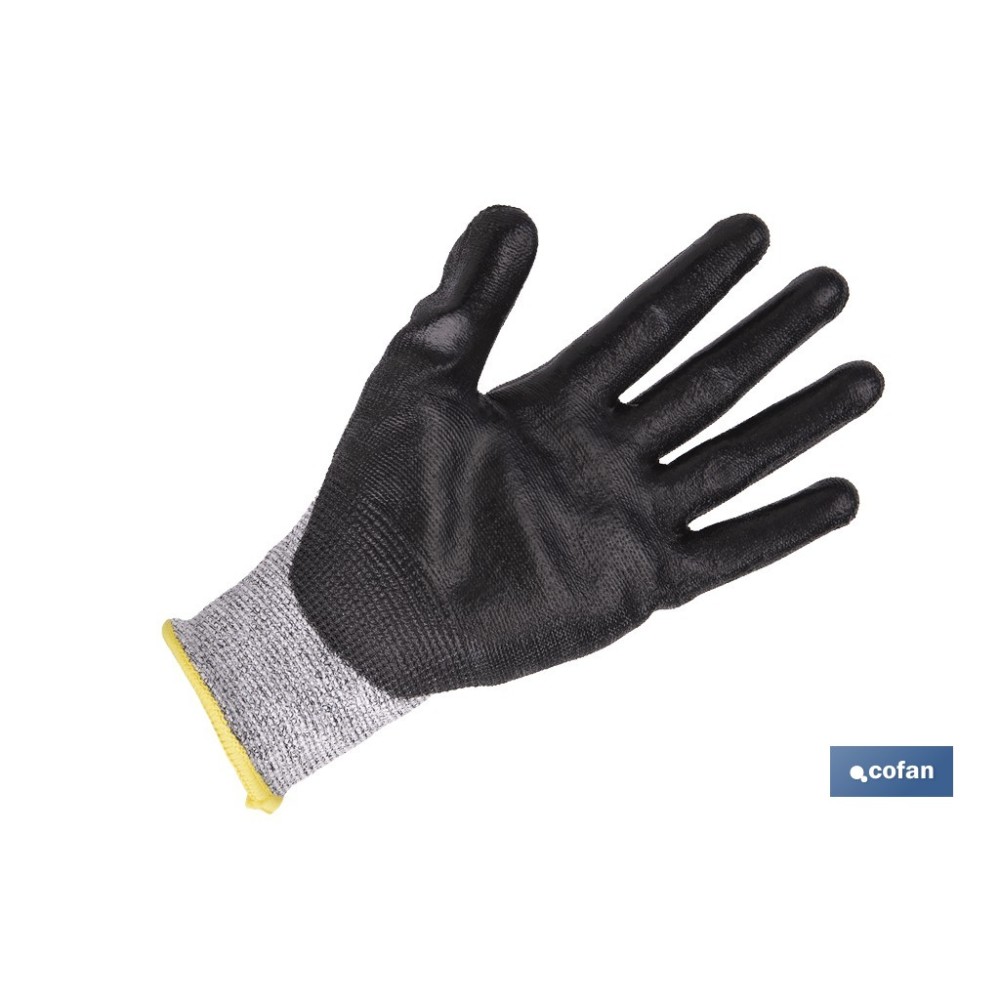 GUANTE ANTICORTE ULTRA LIGERO IMPREGNADO PU NEGRO T-8