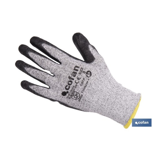 GUANTE ANTICORTE ULTRA LIGERO IMPREGNADO PU NEGRO T-9