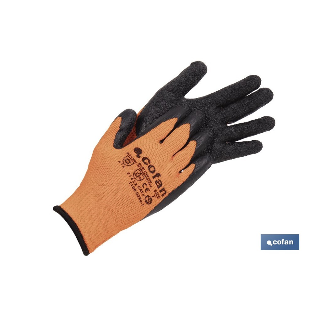 GUANTE NARANJA FLUOR CON REVESTIMIENTO LATEX TERMICO T-11