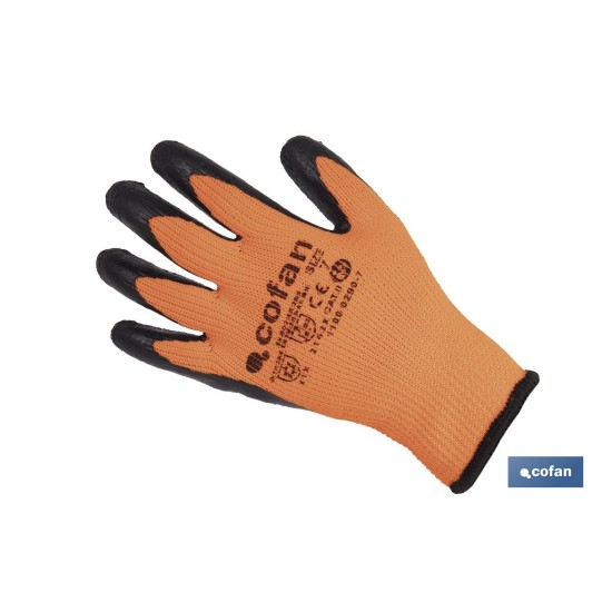 GUANTE NARANJA FLUOR CON REVESTIMIENTO LATEX TERMICO T-7