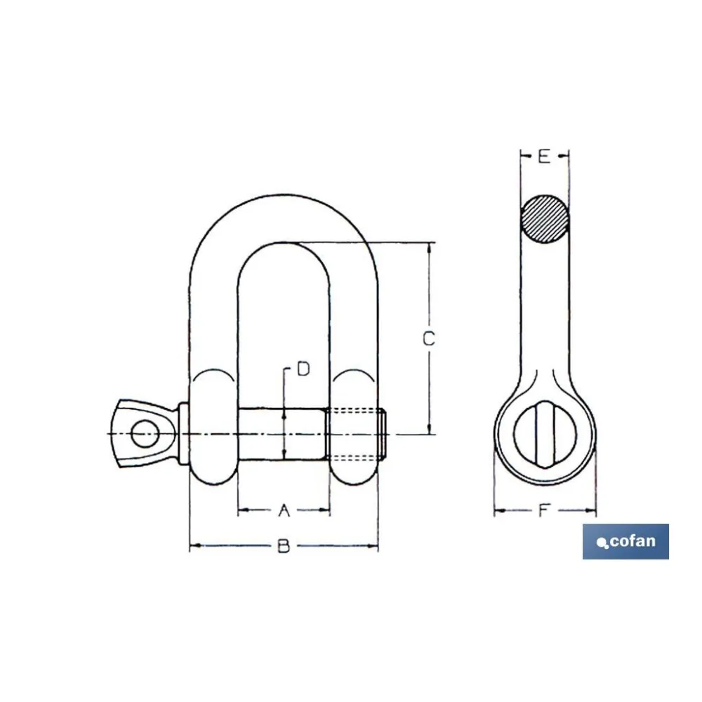 Comprar GRILLETE RECTO M-8 ZINCADO (PACK: 5 Cofan | almacendeferreteriacor.es