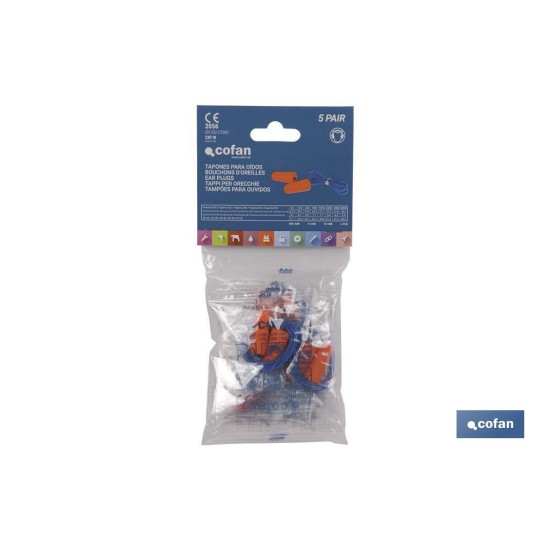 PACK 50 TAPONES (25 par) OIDOS C/CUERDA PU SNR36