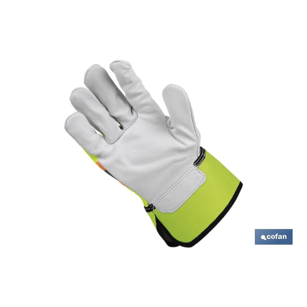 GUANTE VACUNO AMERICANO AMARILLO FLÚOR TALLA 11