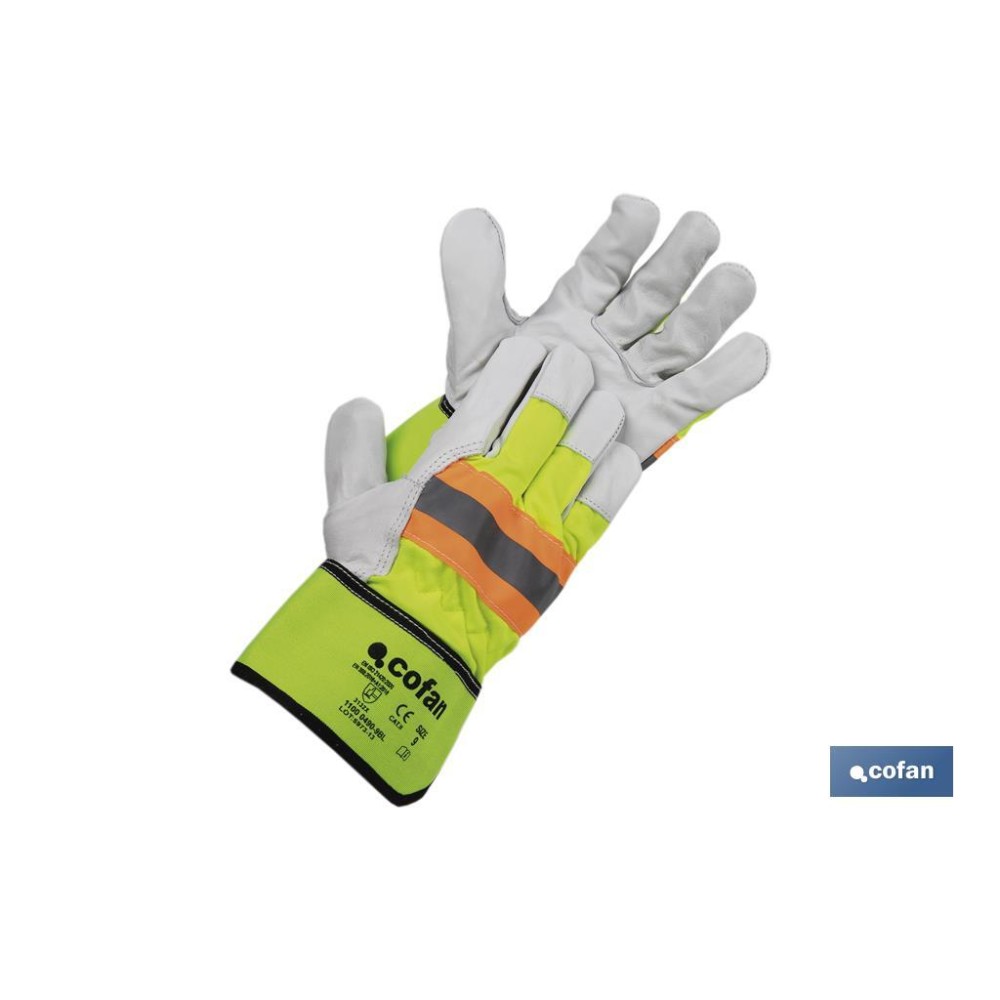 GUANTE VACUNO AMERICANO AMARILLO FLÚOR TALLA 9