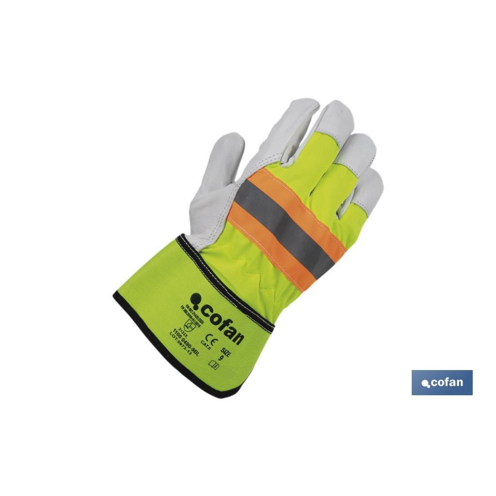 GUANTE VACUNO AMERICANO AMARILLO FLÚOR TALLA 9