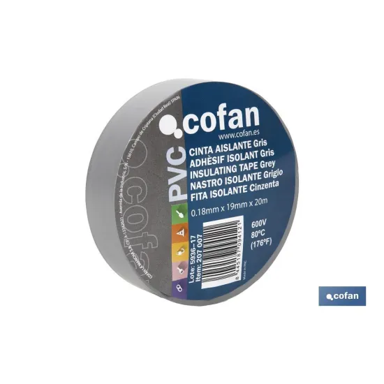 Comprar CINTA AISLANTE 180 Micras GRIS 19mm Cofan | almacendeferreteriacor.es